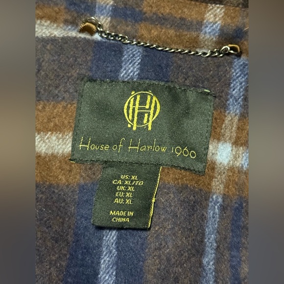 House of Harlow 1960 Plaid Trench Coat in Brown and Blue - Picture 12 of 13